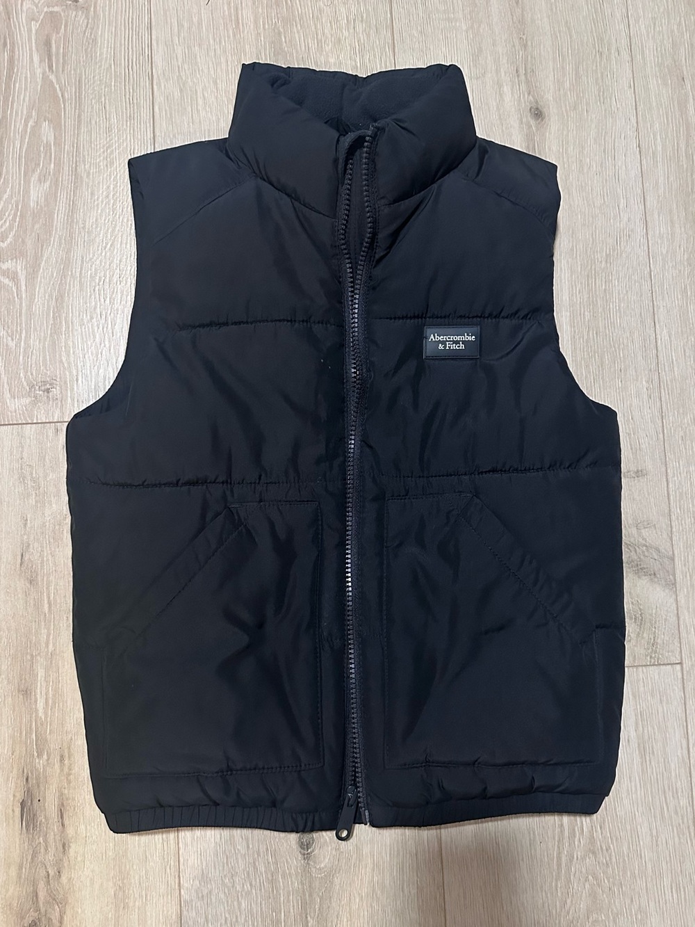 abercrombie kids Black Puffer Vest with Stand Collar